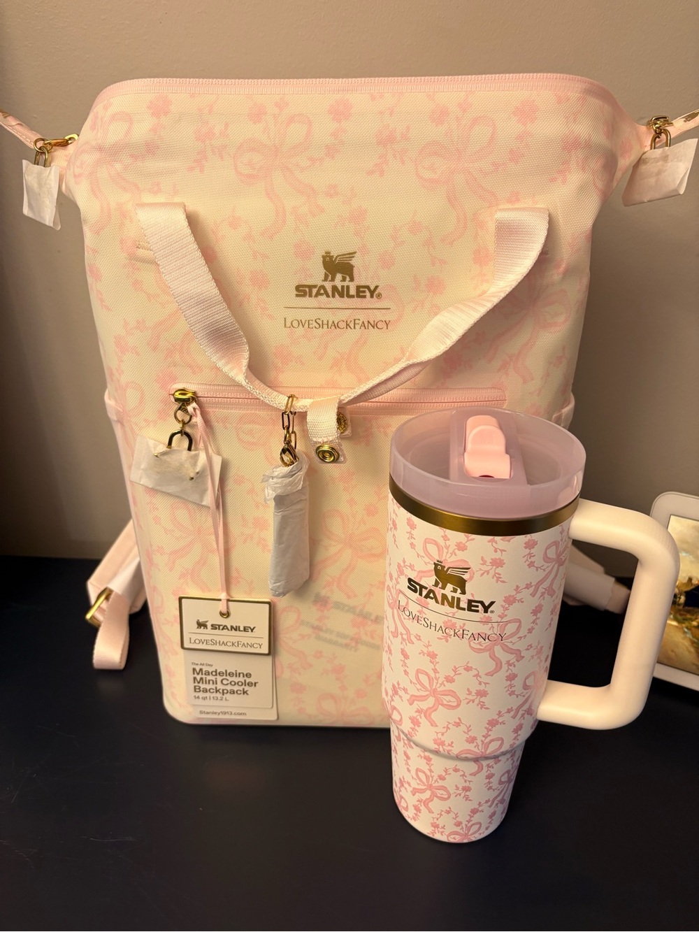 Stanley LoveShackFancy Madeline Mini Backpack Cooler and LoveShackFancy Tumbler
